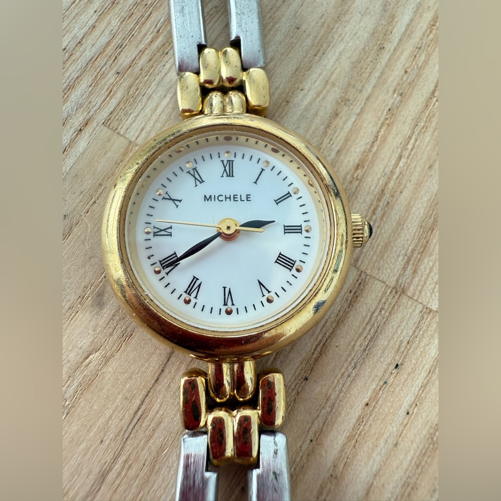 Vintage Michele ladies two toned dress watch NEW BATTERY